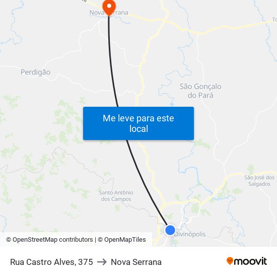 Rua Castro Alves, 375 to Nova Serrana map