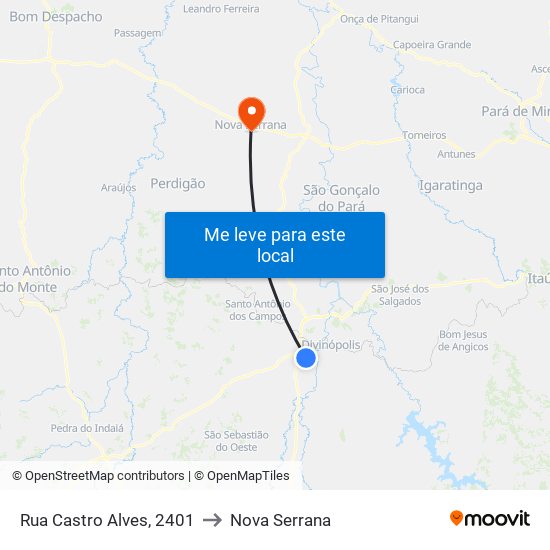 Rua Castro Alves, 2401 to Nova Serrana map