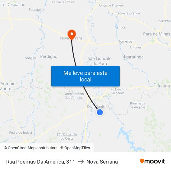 Rua Poemas Da América, 311 to Nova Serrana map
