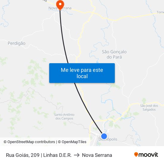Rua Goiás, 209 | Linhas D.E.R. to Nova Serrana map