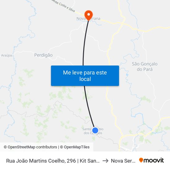 Rua João Martins Coelho, 296 | Kit Santo Antônio to Nova Serrana map