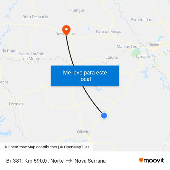 Br-381, Km 590,0 , Norte to Nova Serrana map