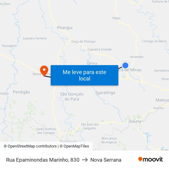 Rua Epaminondas Marinho, 830 to Nova Serrana map