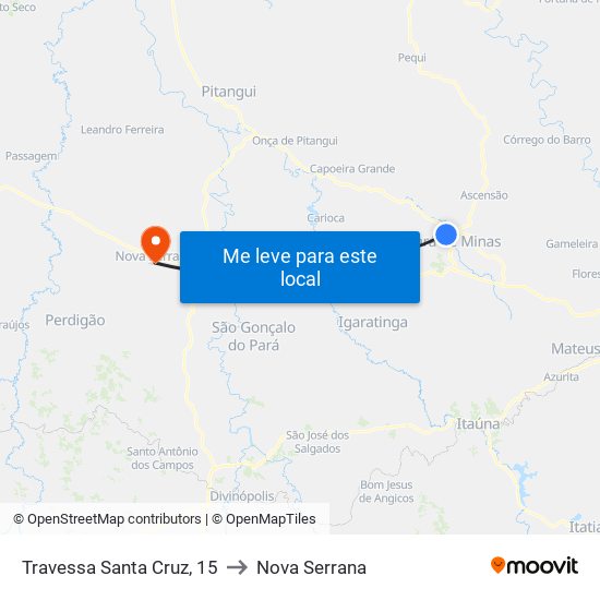 Travessa Santa Cruz, 15 to Nova Serrana map