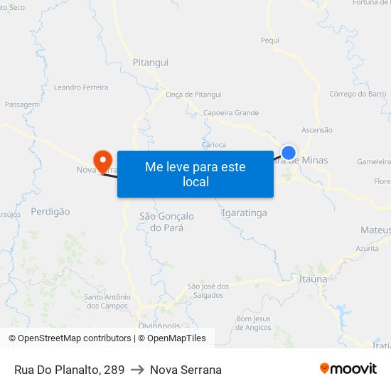 Rua Do Planalto, 289 to Nova Serrana map