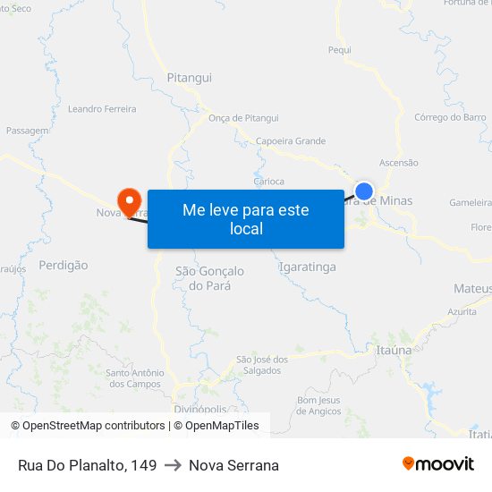 Rua Do Planalto, 149 to Nova Serrana map