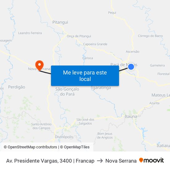 Av. Presidente Vargas, 3400 | Francap to Nova Serrana map