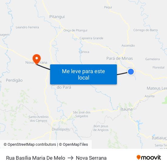 Rua Basília Maria De Melo to Nova Serrana map