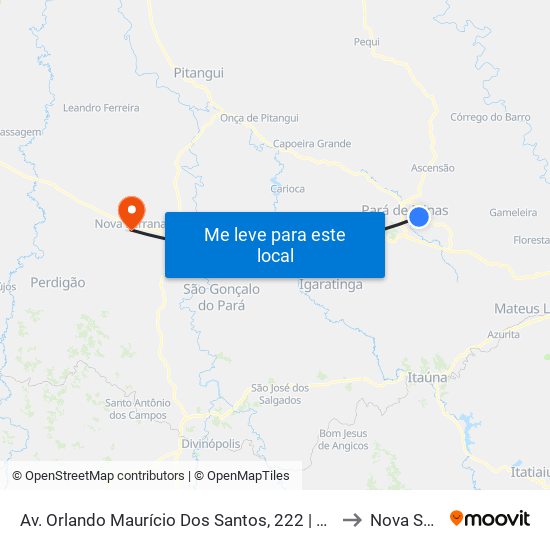 Av. Orlando Maurício Dos Santos, 222 | Upa Pará De Minas to Nova Serrana map