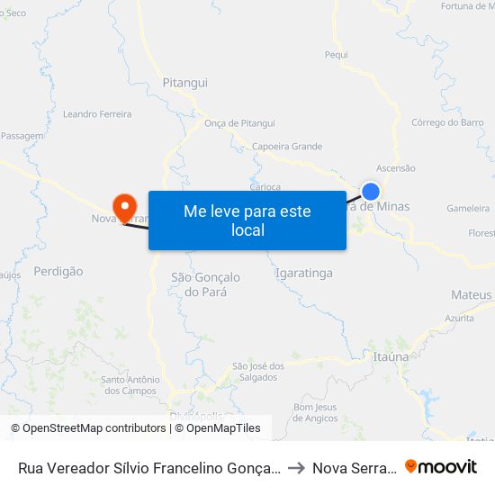 Rua Vereador Sílvio Francelino Gonçalves to Nova Serrana map