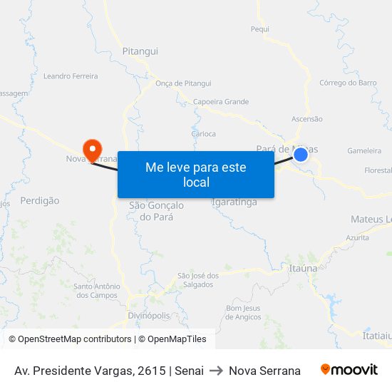Av. Presidente Vargas, 2615 | Senai to Nova Serrana map