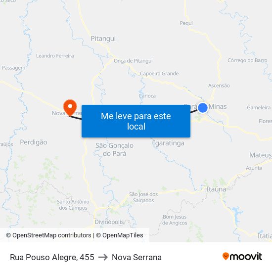 Rua Pouso Alegre, 455 to Nova Serrana map