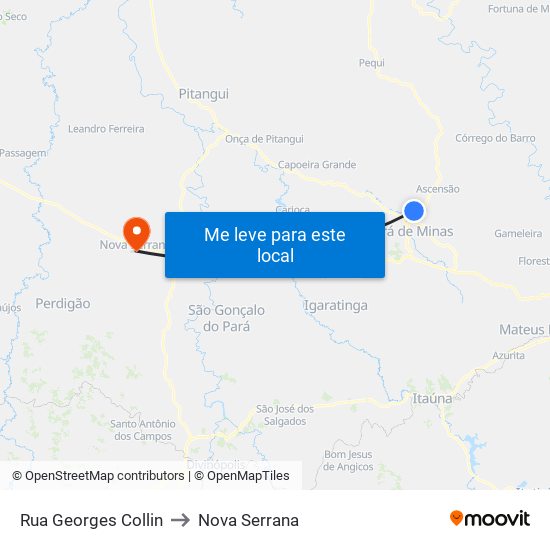 Rua Georges Collin to Nova Serrana map