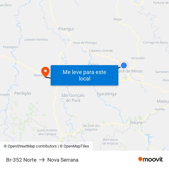 Br-352 Norte to Nova Serrana map