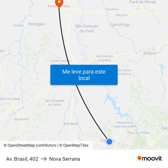 Av. Brasil, 402 to Nova Serrana map