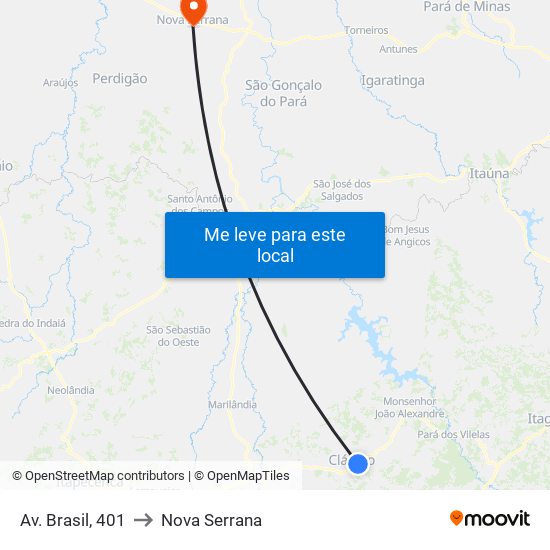 Av. Brasil, 401 to Nova Serrana map