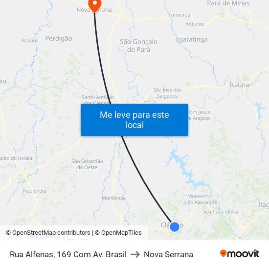 Rua Alfenas, 169 Com Av. Brasil to Nova Serrana map