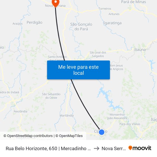 Rua Belo Horizonte, 650 | Mercadinho Menezes to Nova Serrana map