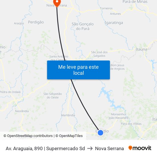 Av. Araguaia, 890 | Supermercado Sd to Nova Serrana map