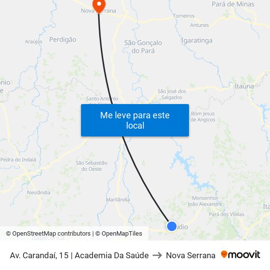 Av. Carandaí, 15 | Academia Da Saúde to Nova Serrana map