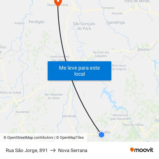 Rua São Jorge, 891 to Nova Serrana map