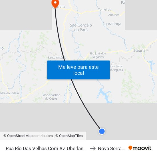 Rua Rio Das Velhas Com Av. Uberlândia to Nova Serrana map