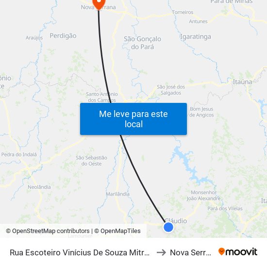 Rua Escoteiro Vinícius De Souza Mitre, 200 to Nova Serrana map