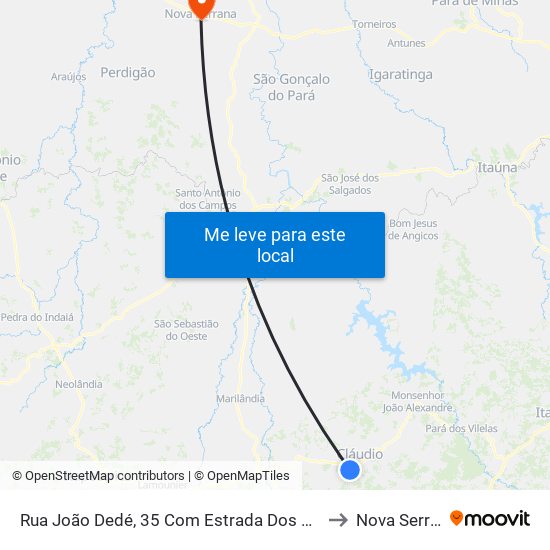 Rua João Dedé, 35 Com Estrada Dos Macacos to Nova Serrana map