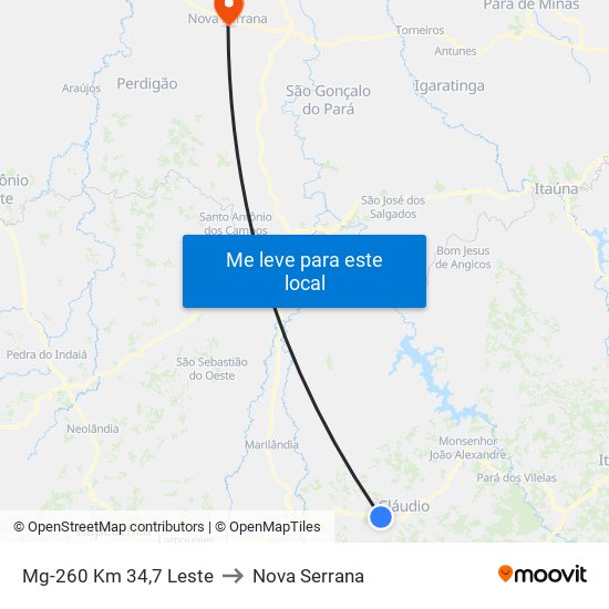 Mg-260 Km 34,7 Leste to Nova Serrana map