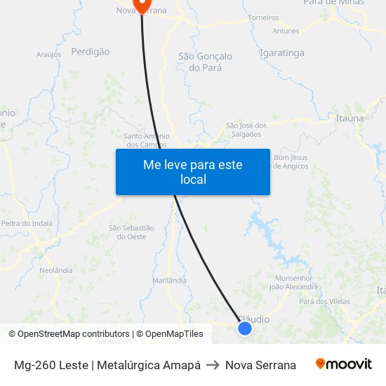Mg-260 Leste | Metalúrgica Amapá to Nova Serrana map