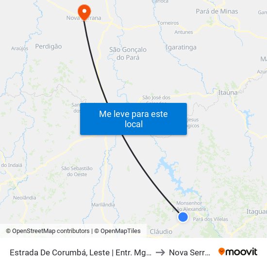 Estrada De Corumbá, Leste | Entr. Mg-260 to Nova Serrana map