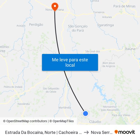 Estrada Da Bocaína, Norte | Cachoeira Dos Pios to Nova Serrana map