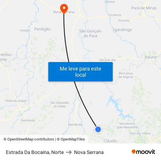 Estrada Da Bocaína, Norte to Nova Serrana map