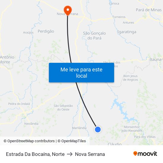 Estrada Da Bocaína, Norte to Nova Serrana map