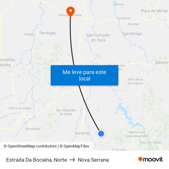 Estrada Da Bocaína, Norte to Nova Serrana map