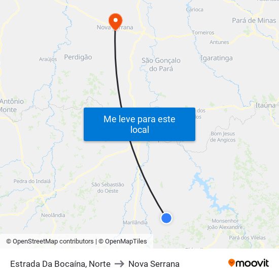 Estrada Da Bocaína, Norte to Nova Serrana map