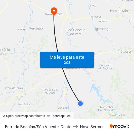 Estrada Bocaína/São Vicente, Oeste to Nova Serrana map
