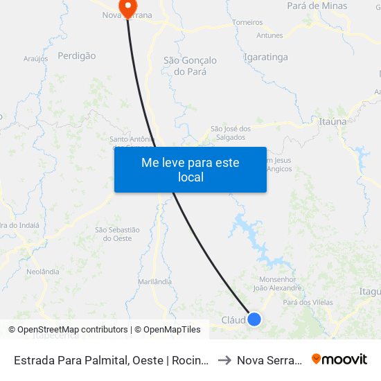 Estrada Para Palmital, Oeste | Rocinha to Nova Serrana map