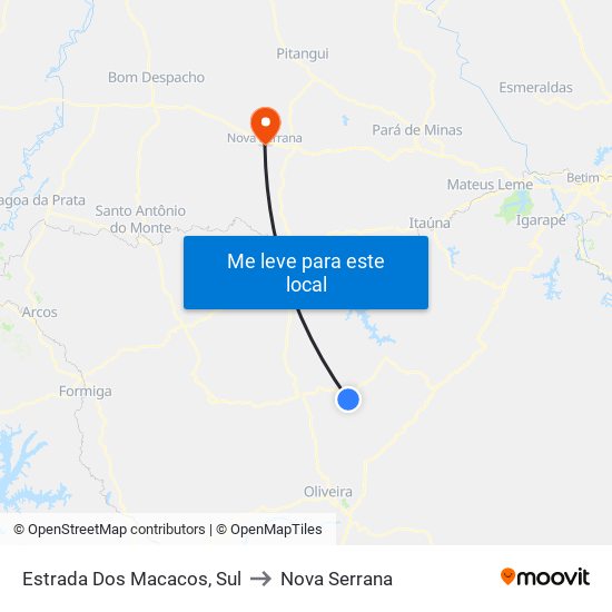 Estrada Dos Macacos, Sul to Nova Serrana map