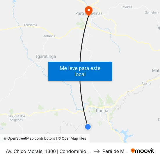 Av. Chico Morais, 1300 | Condomínio Alphaville to Pará de Minas map