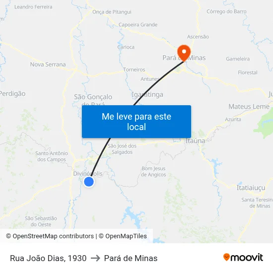 Rua João Dias, 1930 to Pará de Minas map