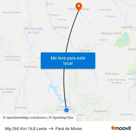 Mg-260 Km 16,8 Leste to Pará de Minas map