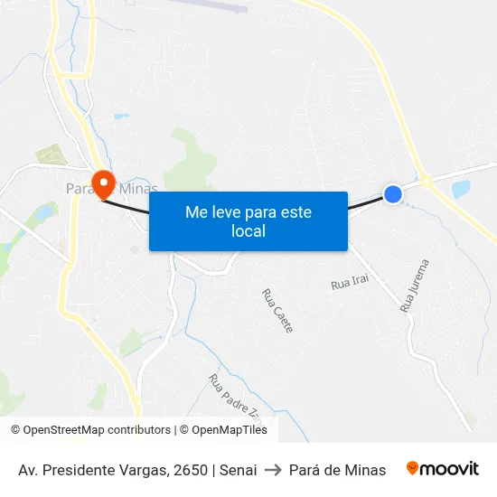 Av. Presidente Vargas, 2650 | Senai to Pará de Minas map