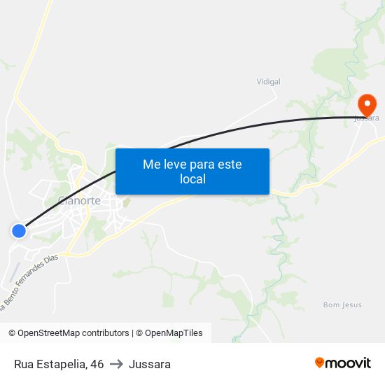 Rua Estapelia, 46 to Jussara map