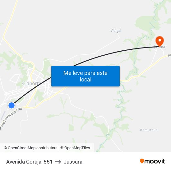 Avenida Coruja, 551 to Jussara map