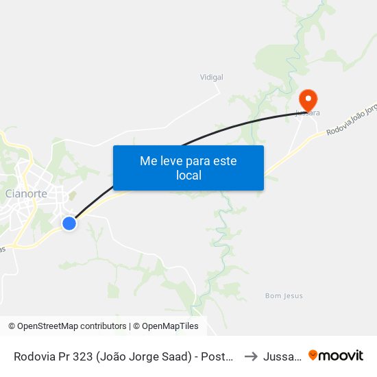 Rodovia Pr 323 (João Jorge Saad) - Posto 70 to Jussara map