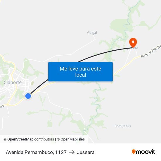 Avenida Pernambuco, 1127 to Jussara map