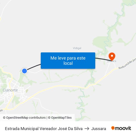 Estrada Municipal Vereador José Da Silva to Jussara map