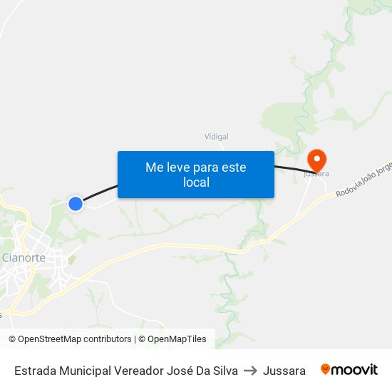 Estrada Municipal Vereador José Da Silva to Jussara map