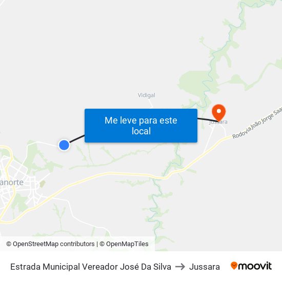 Estrada Municipal Vereador José Da Silva to Jussara map